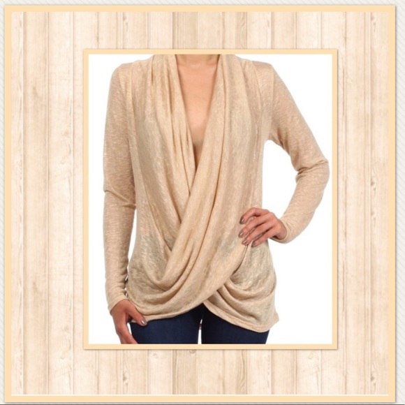 J. Mode Tops - Semi-sheer Cream Drape Top